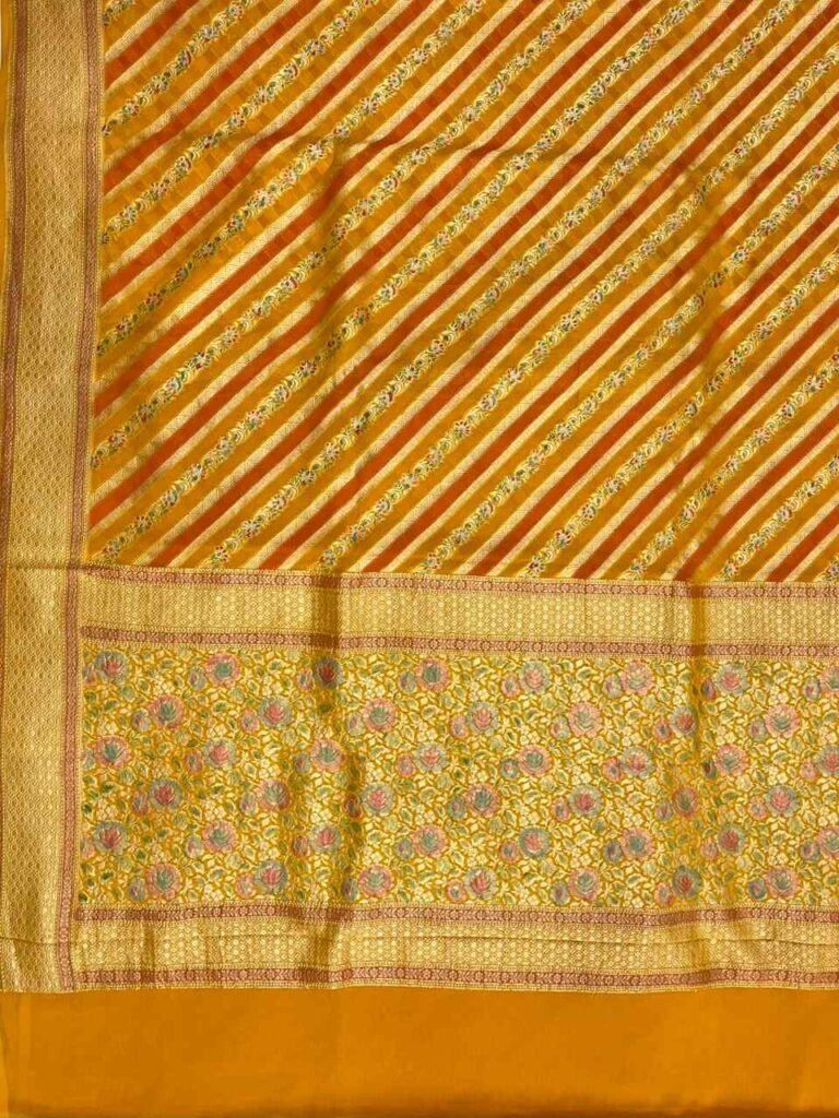 Mustard Handwoven Khaddi Georgette Banarasi Silk Saree