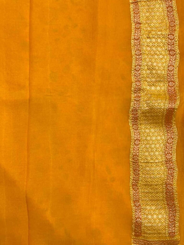 Mustard Handwoven Khaddi Georgette Banarasi Silk Saree