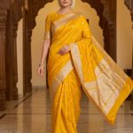 Yellow Mashru Silk Banarasi Saree