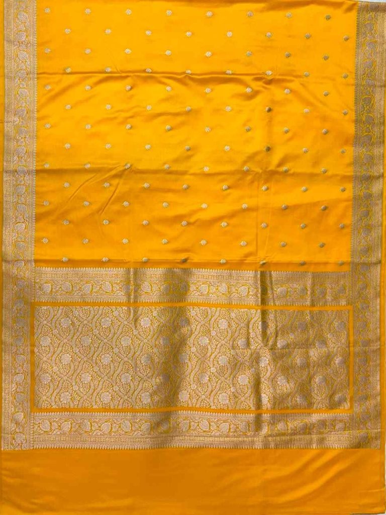 Yellow Mashru Silk Banarasi Saree