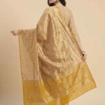 Mustard Tissue Silk Pure Banarasi Dupatta With Floral Boota Work