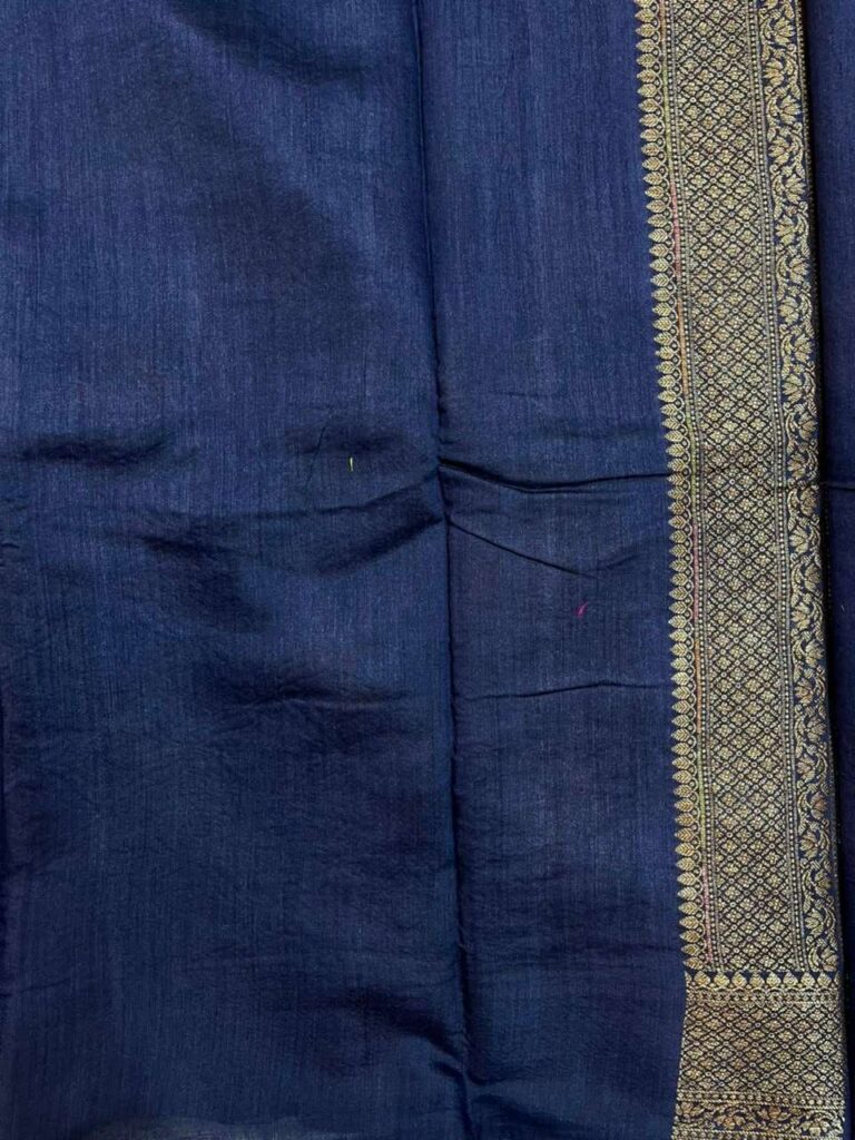 Navy Blue Munga Silk Banarasi Saree