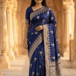 NavyBlue Viscose Silk Pure Banarasi Saree With Beautiful Floral & Minakari Work