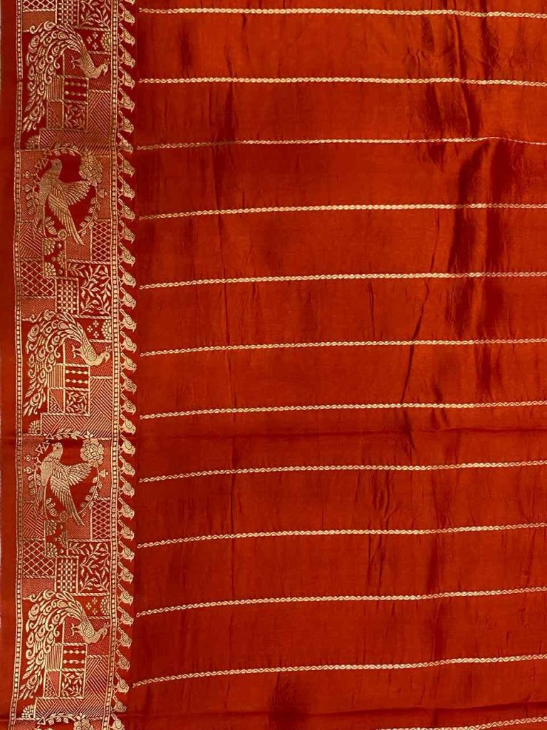 Orange Handwoven Mango Silk Banarasi Saree