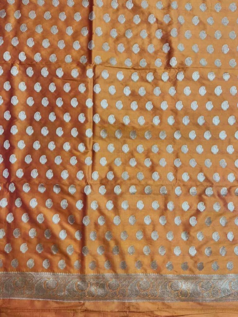 Orange Semi Silk Banarasi Dress Material