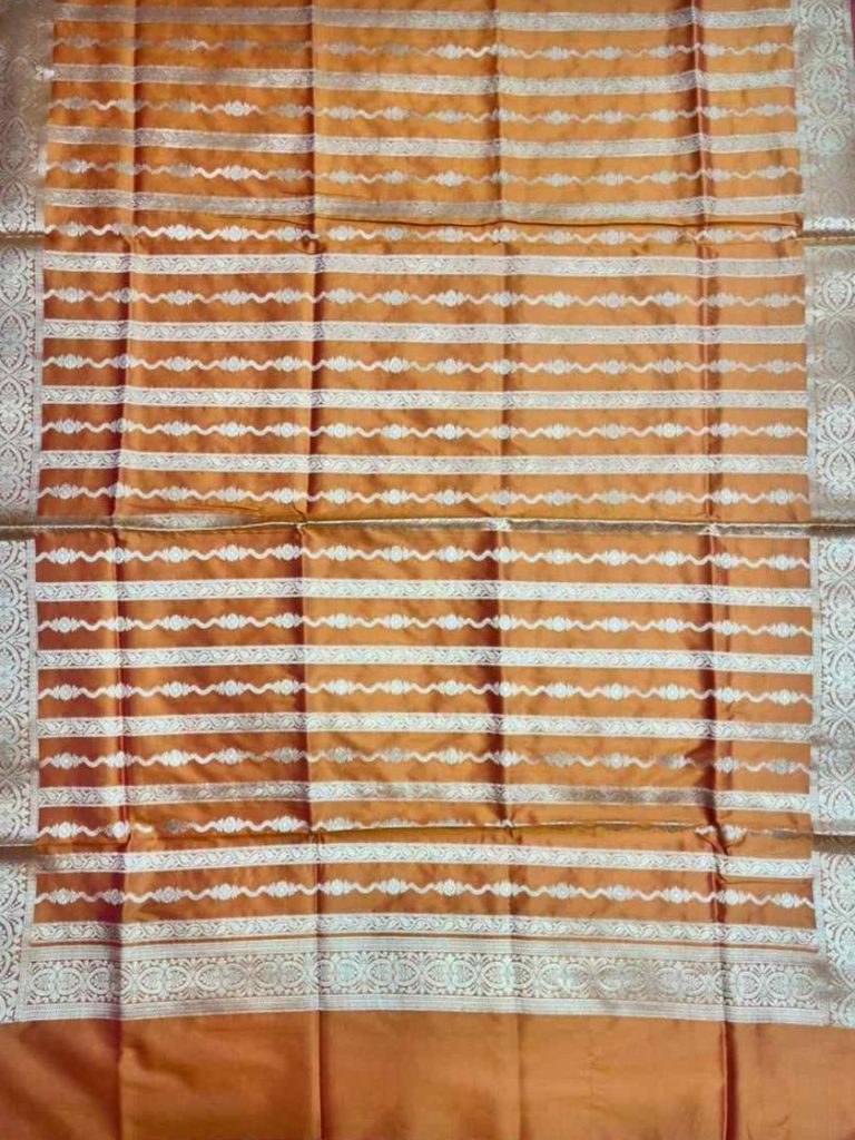 Orange Semi Silk Banarasi Dress Material