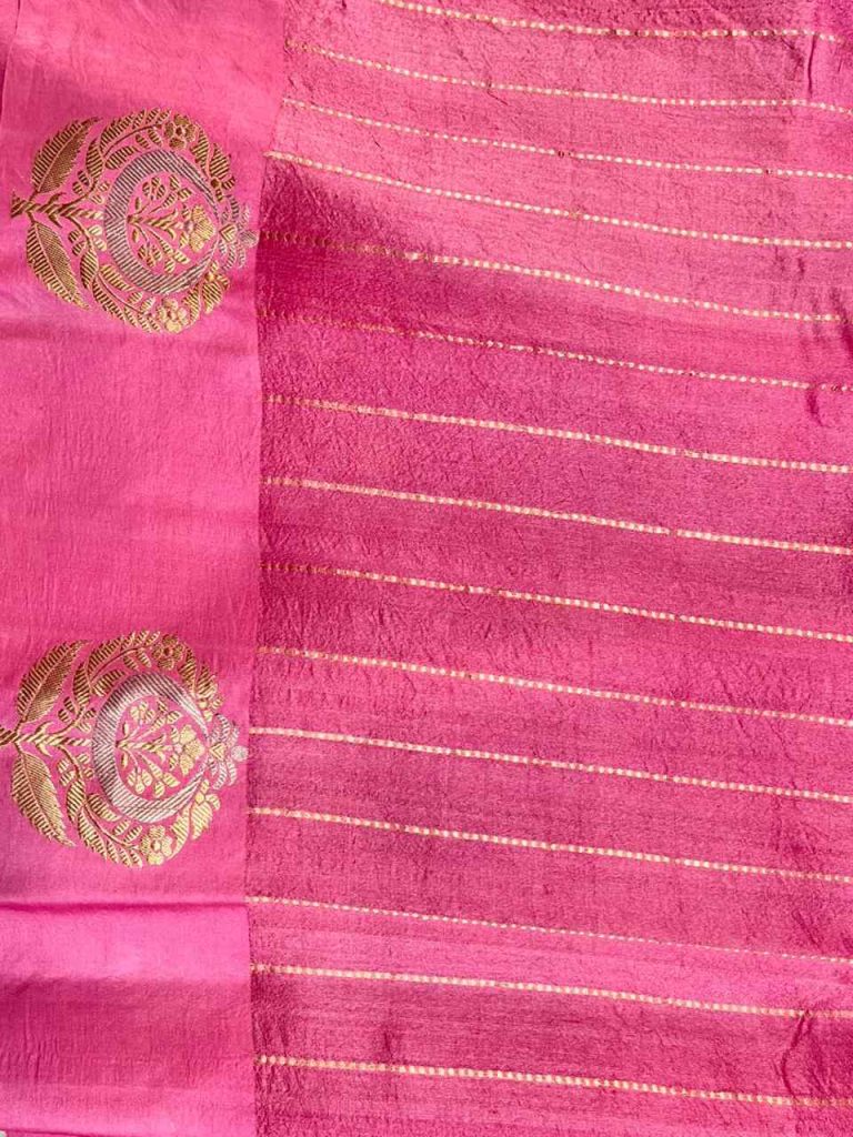 Pink Handwoven Mango Silk Banarasi Saree
