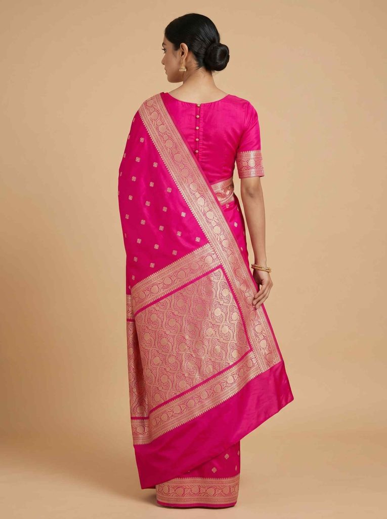 Rani Pink Mashru Silk Banarasi Saree