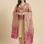 Pink Tissue Silk Pure Banarasi Dupatta With Floral Boota Work