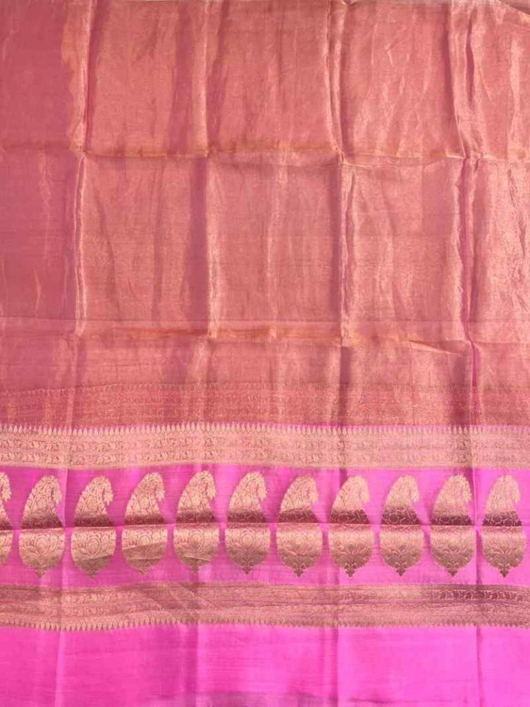 Pink Tissue Silk Pure Banarasi Dupatta With Floral Boota Work
