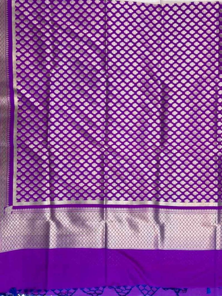 Purple Semi Kataan Silk Banarasi Dupatta With Beautiful Booti Zari Work