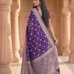Purple Handwoven Khaddi Georgette Banarasi Silk Saree