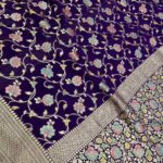 Purple Handwoven Khaddi Georgette Banarasi Silk Saree