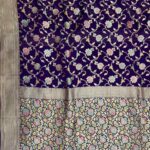 Purple Handwoven Khaddi Georgette Banarasi Silk Saree