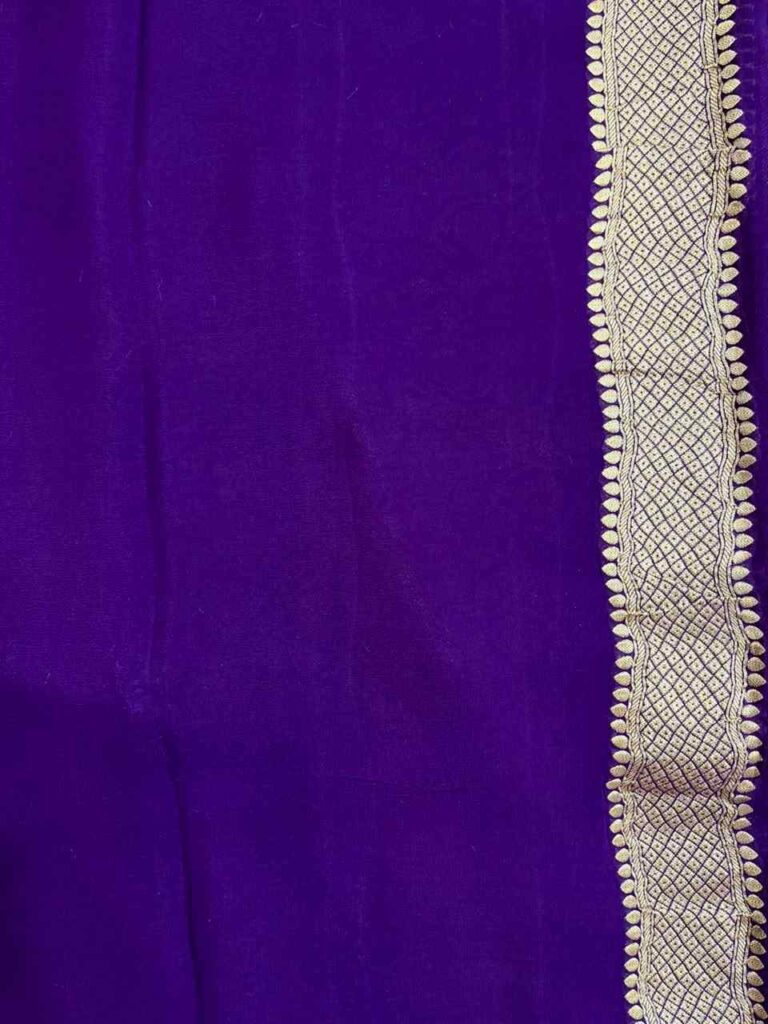 Purple Handwoven Khaddi Georgette Banarasi Silk Saree