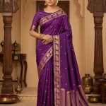 Purple Handwoven Mango Silk Banarasi Saree