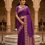 Purple Handwoven Mango Silk Banarasi Saree