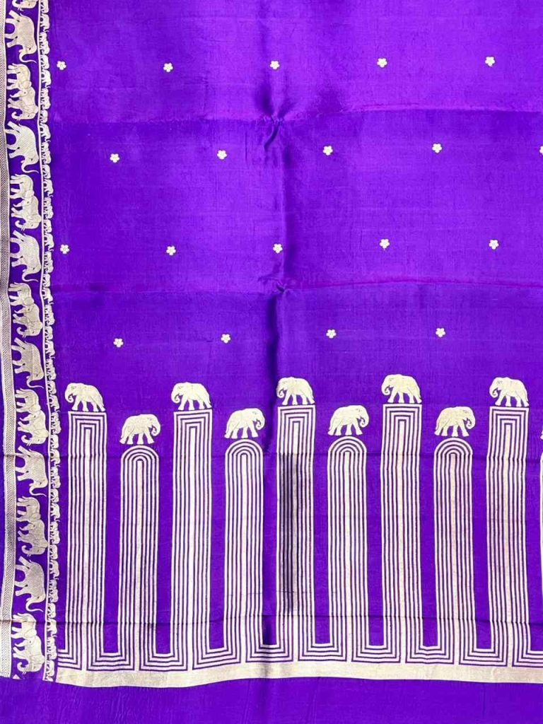 Purple Handwoven Mango Silk Banarasi Saree