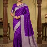 Purple Mashru Silk Banarasi Saree