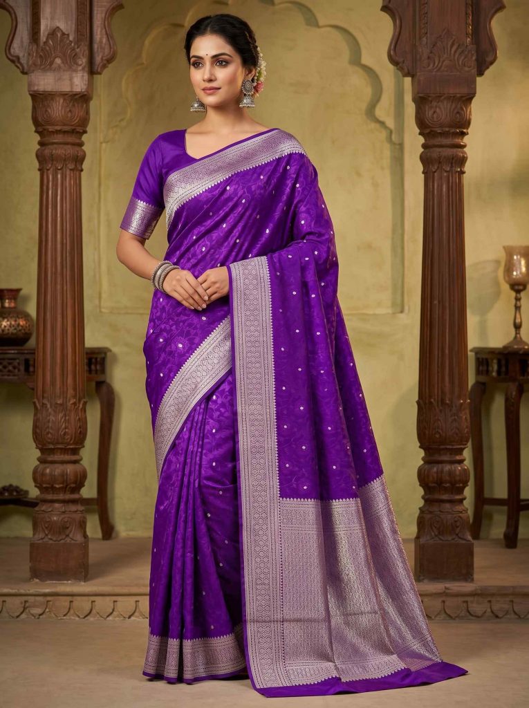 Purple Mashru Silk Banarasi Saree