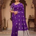 Purple Munga Silk Banarasi Saree