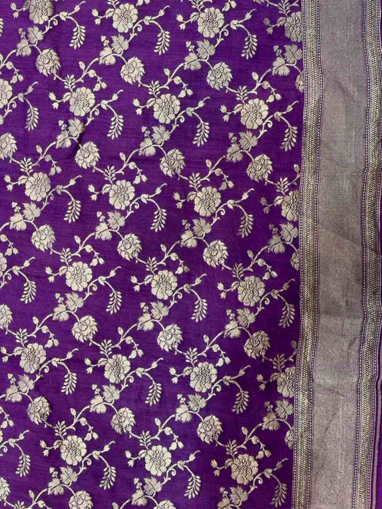 Purple Munga Silk Banarasi Saree