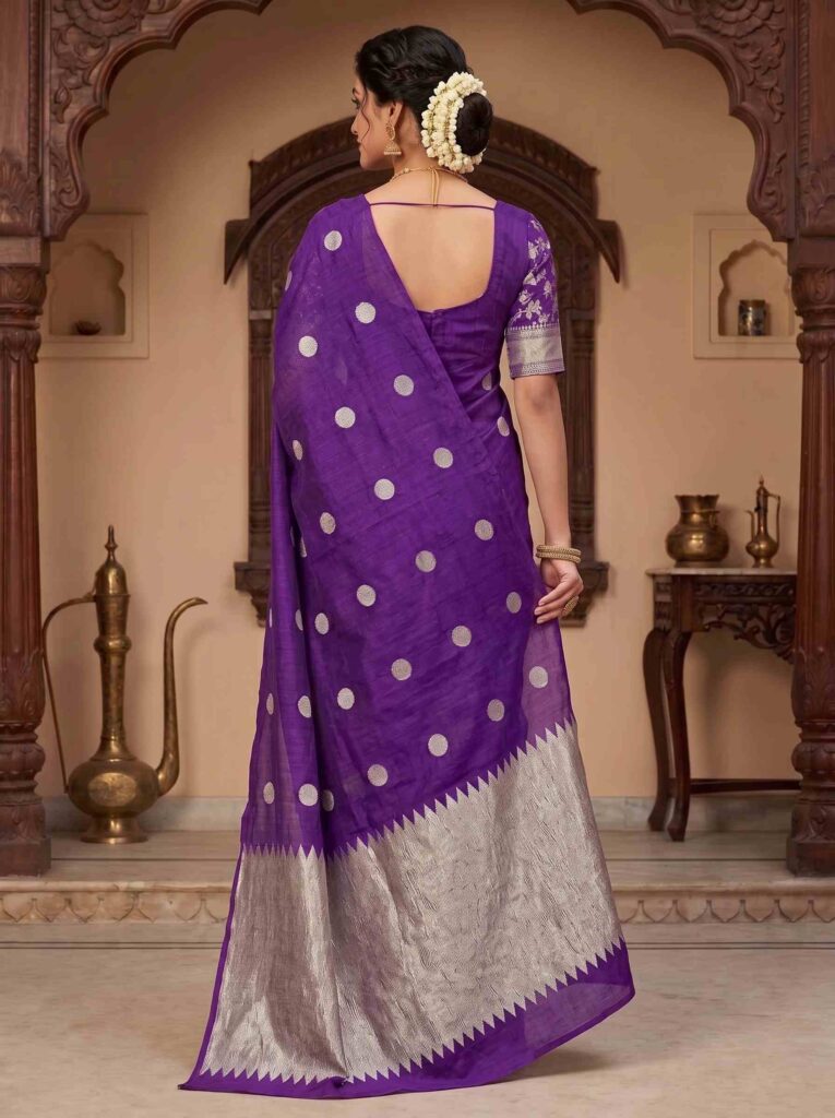 Purple Munga Silk Banarasi Saree