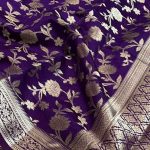 Purple Viscose Silk Pure Banarasi Saree With Beautiful Floral Zari Jaal Work
