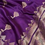 Purple Viscose Silk Pure Banarasi Saree With Beautiful Floral & Minakari Work