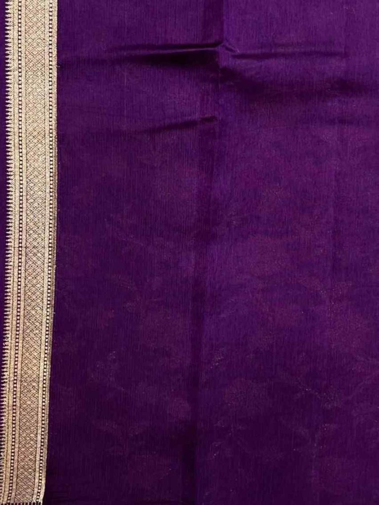 Purple Viscose Silk Pure Banarasi Saree With Beautiful Floral Zari Jaal Work