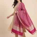 Rani Pink Semi Kataan Silk Banarasi Dupatta With Beautiful Booti Zari Work