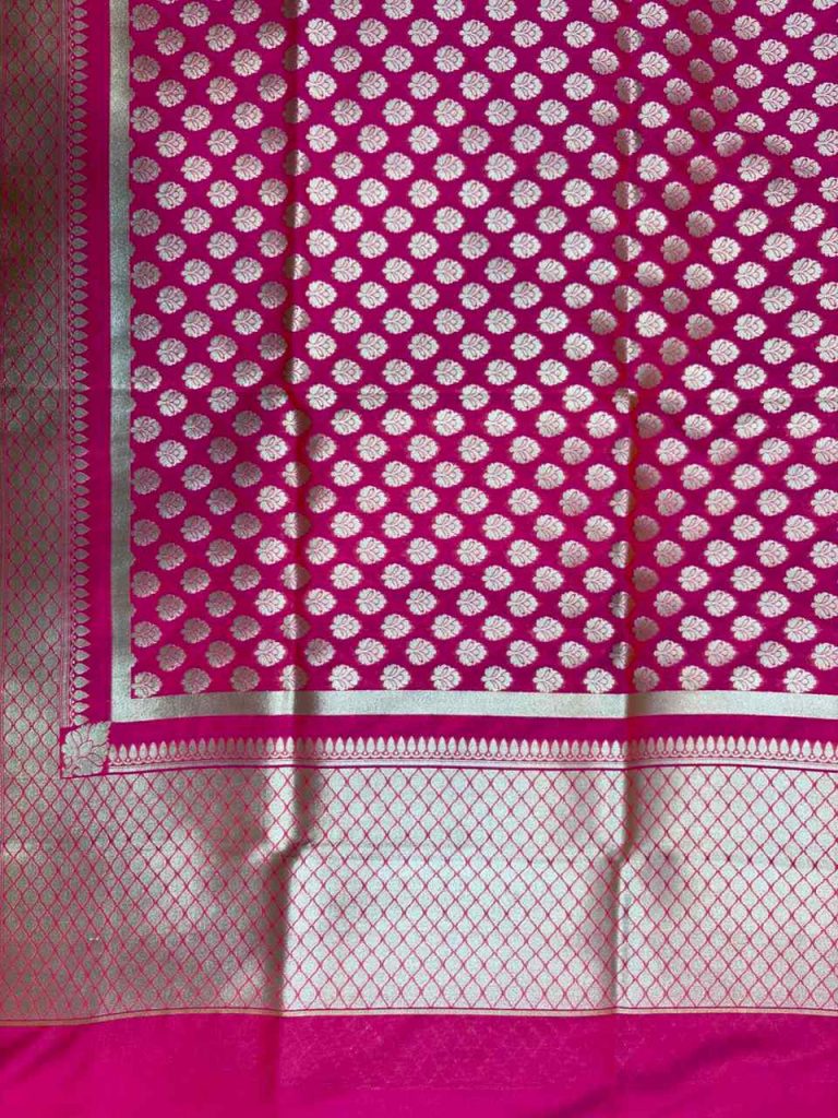Rani Pink Semi Kataan Silk Banarasi Dupatta With Beautiful Booti Zari Work
