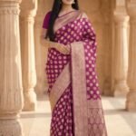 Rani Pink Khaddi Georgette Banarasi Silk Saree