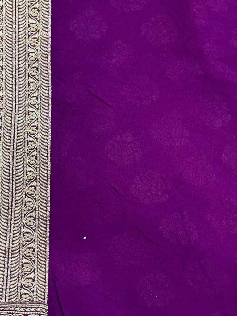 Rani Pink Khaddi Georgette Banarasi Silk Saree