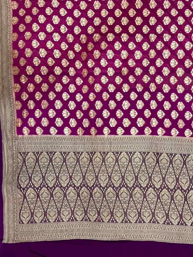 Rani Pink Khaddi Georgette Banarasi Silk Saree