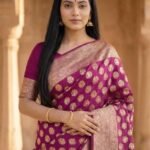 Rani Pink Khaddi Georgette Banarasi Silk Saree