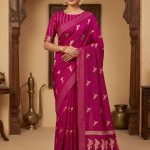 Magenta Handwoven Raw Mango Silk Banarasi Saree