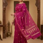 Magenta Handwoven Raw Mango Silk Banarasi Saree