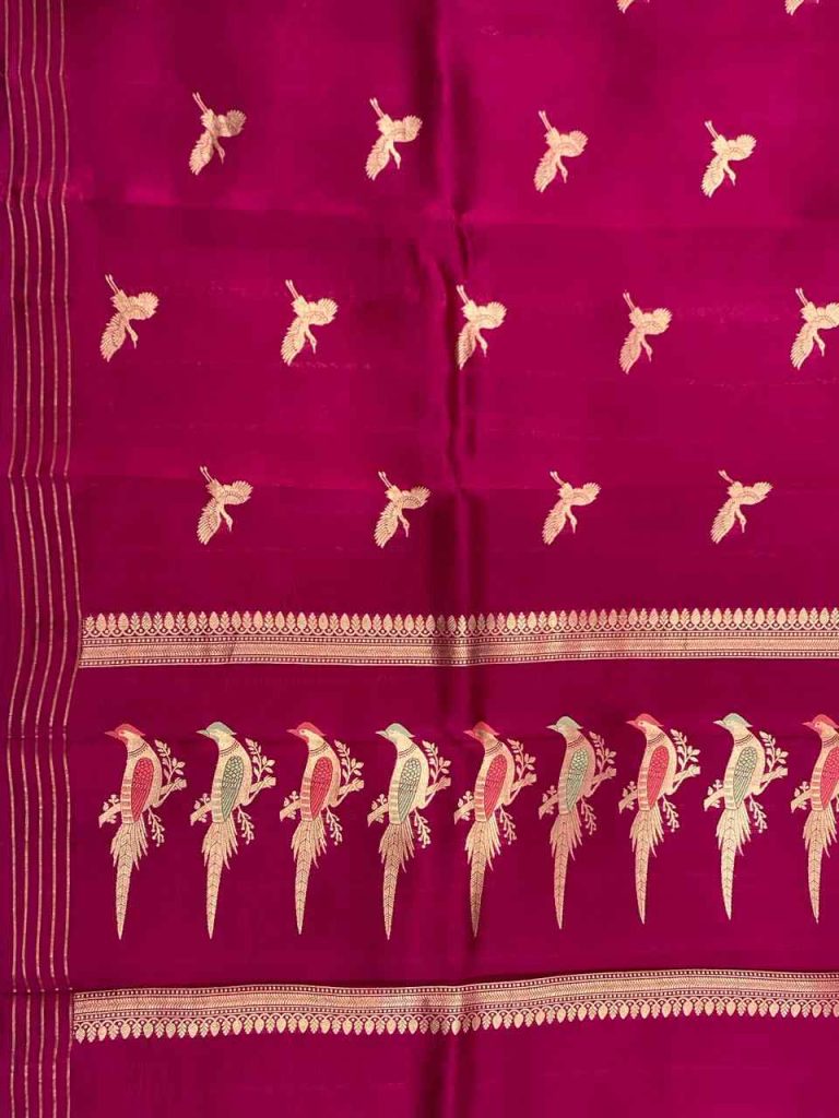 Magenta Handwoven Raw Mango Silk Banarasi Saree