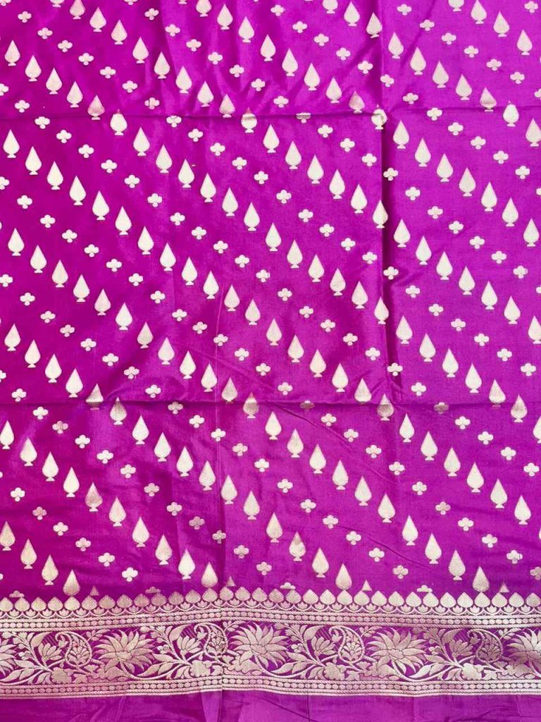 Wine Semi Silk Banarasi Dress Material