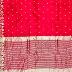 Red Chiniya Silk Pure Banarasi Saree With Beautiful Booti & Floral Zari Border Work