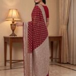 Red Khaddi Georgette Banarasi Silk Saree