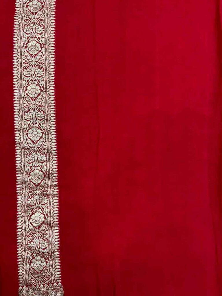 Red Khaddi Georgette Banarasi Silk Saree