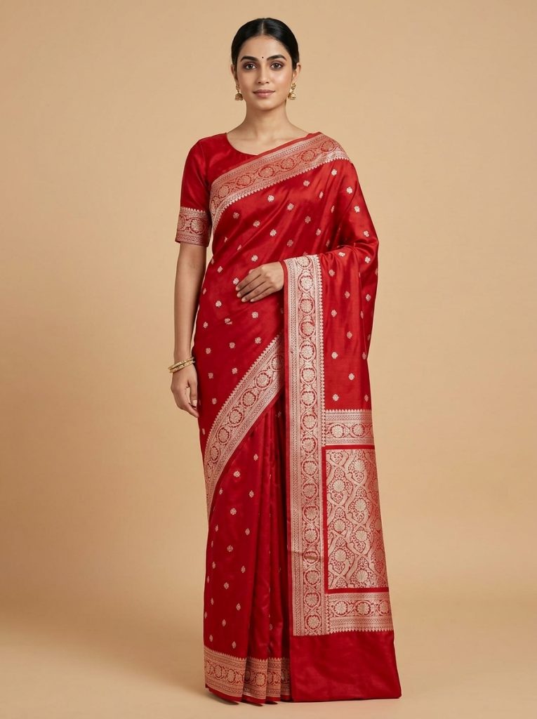 Red Mashru Silk Banarasi Saree