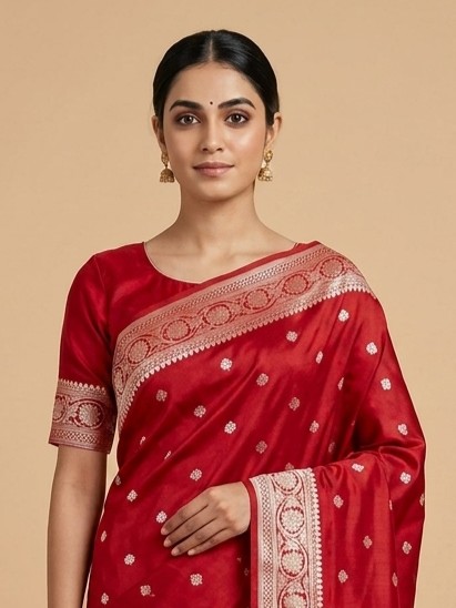 Red Mashru Silk Banarasi Saree