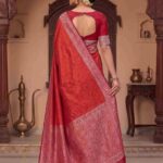 Red Munga Silk Banarasi Saree