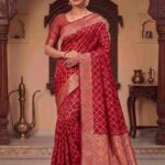Red Munga Silk Banarasi Saree