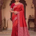 Red Munga Silk Banarasi Saree