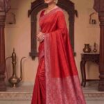 Red Munga Silk Banarasi Saree