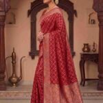 Red Munga Silk Banarasi Saree